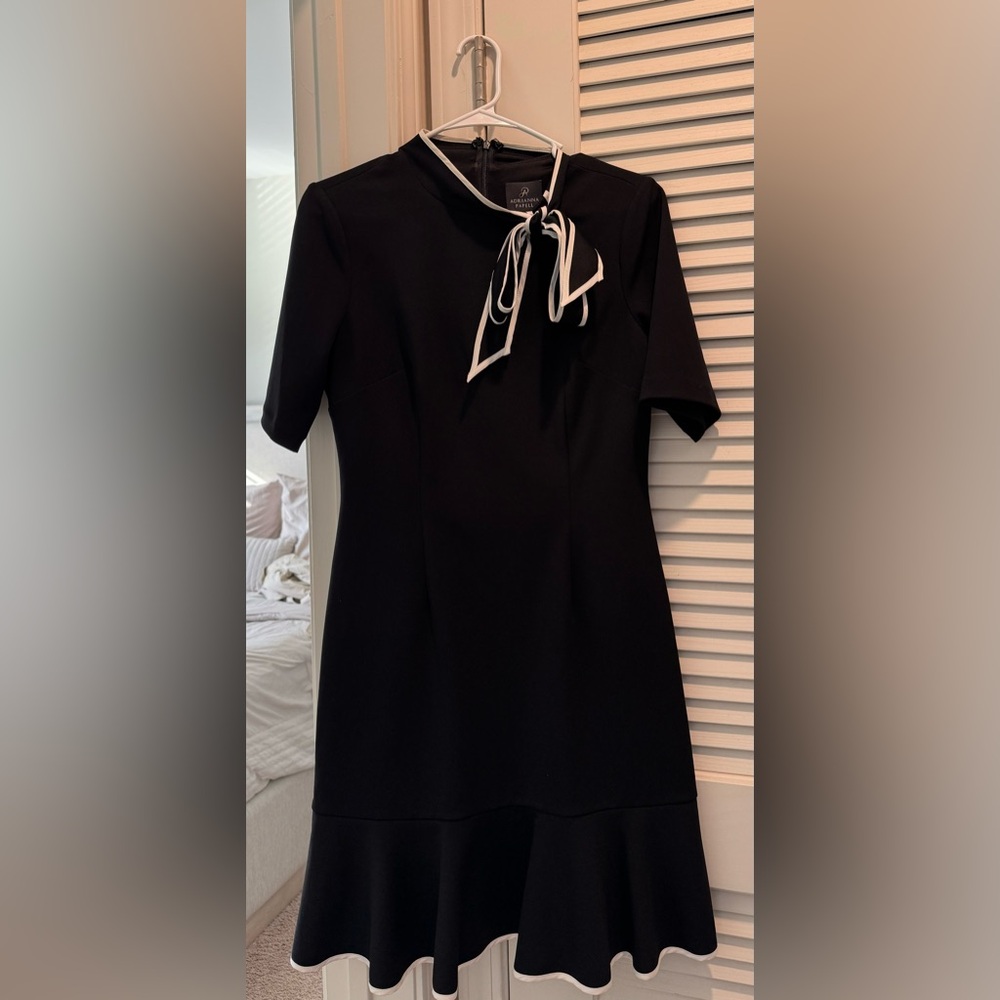 Andrianna Papell Kit Crepe Tie Neck Fit and Flare Dress - Picture 5 of 8
